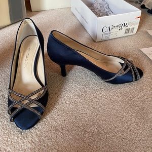 Caparros Navy Satin Heel 7 1/2